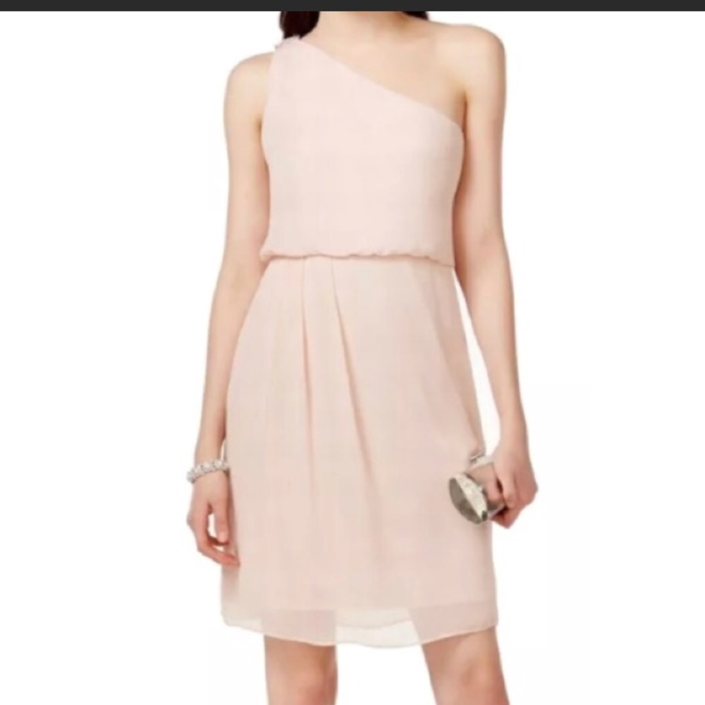 Blush pink one shoulder dress